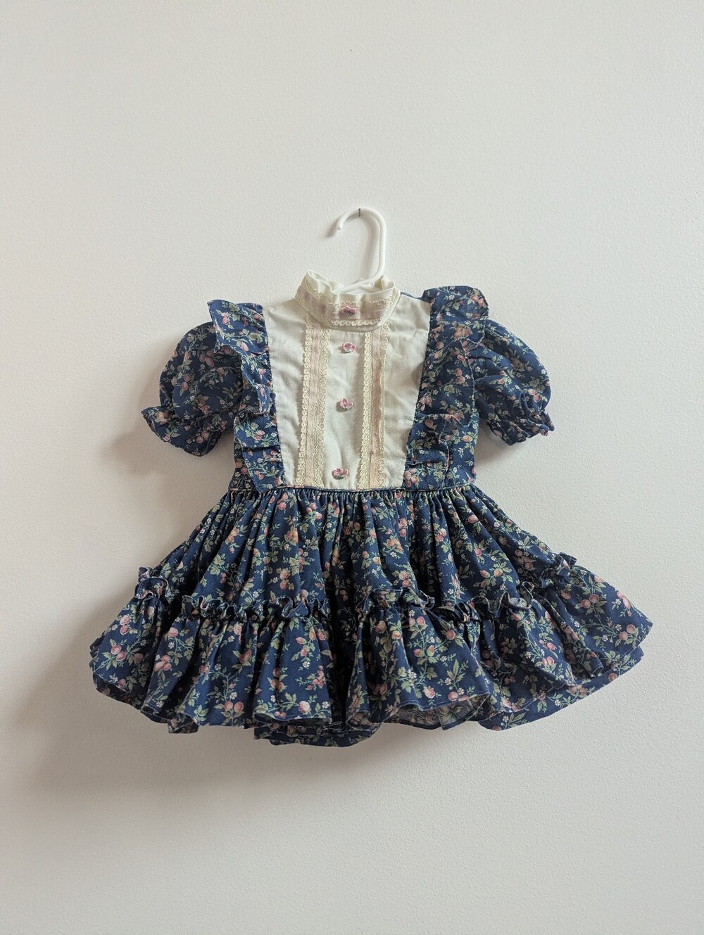 Vtg 80s Sweet N Sassy Dress Girls 2T Blue Floral Full Circle